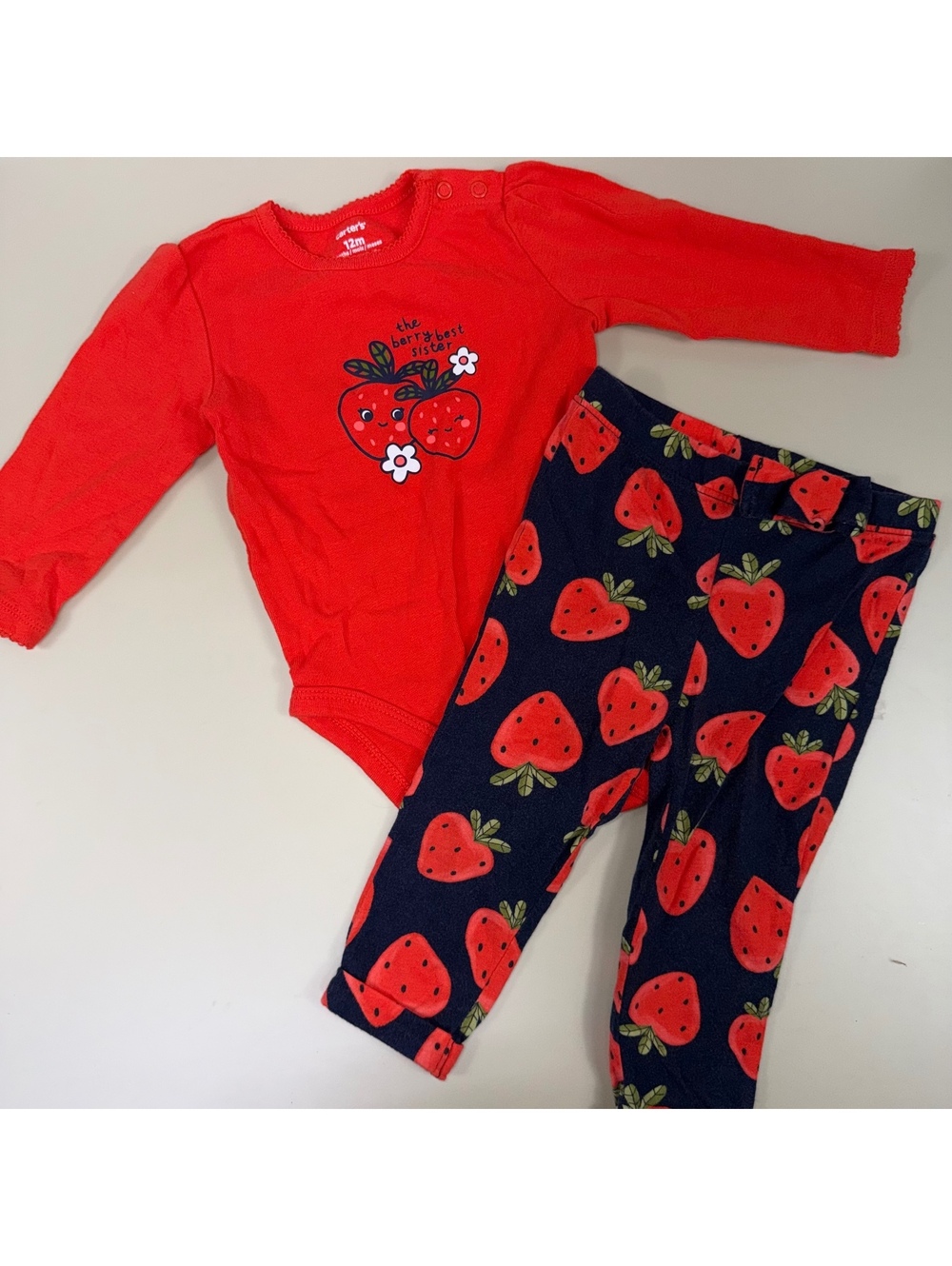 Carter’s Baby Girls 12M Strawberry Sister Outfit Set